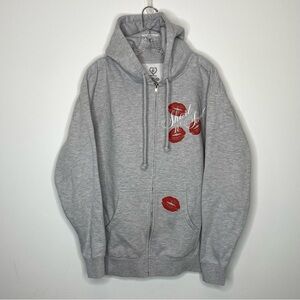 Sabrina Carpenter Grey Short n Sweet Tour Zip Front Hooded Sweatshirt